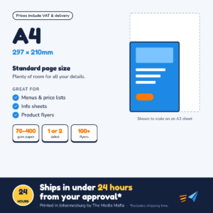 A4 flyers – ships in under 24 hours from your approval