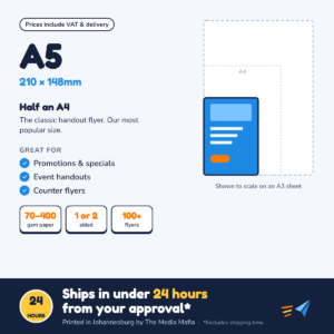 A5 flyers – ships in under 24 hours from your approval
